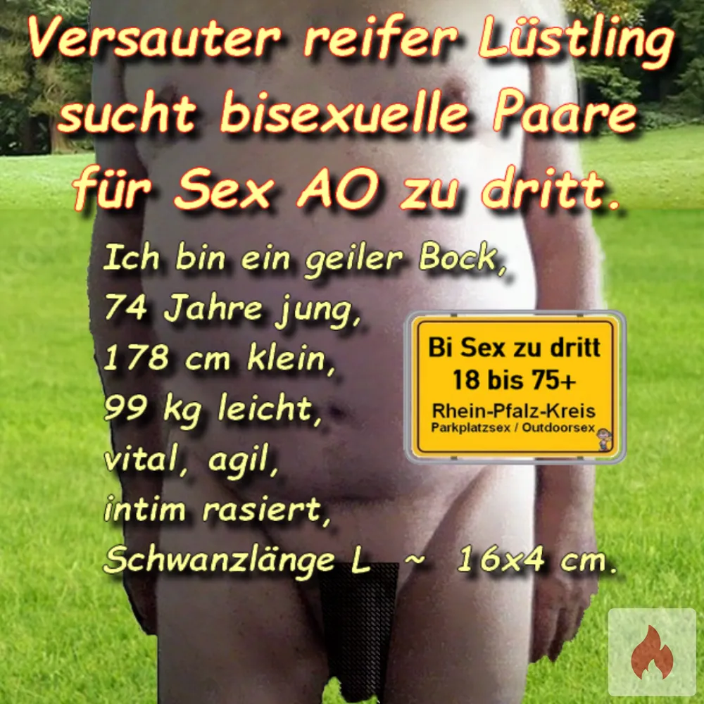 Suche tabulose bisexuelle Paare für AO Sex zu dritt. - Rheinland-Pfalz / Rhein-Pfalz-Kreis - Kontaktanzeige